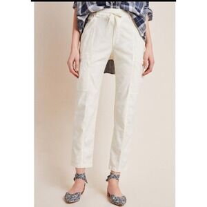 Anthropologie Cream Utility Cargo Jogger Pants Drawstring Women's‎ Size 27